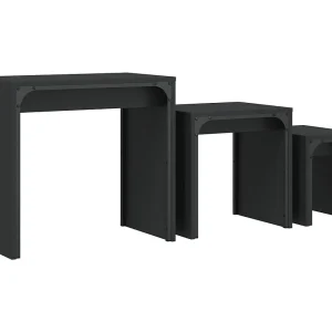 3-delige Tafeltjesset | Woonkamertafel | Koffietafel bewerkt hout zwart 3-delige Tafeltjesset | Woonkamertafel | Koffietafel bewerkt hout zwart