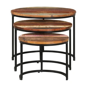 3-delige Tafeltjesset | Woonkamertafel | Koffietafel massief gerecycled hout 3-delige Tafeltjesset | Woonkamertafel | Koffietafel massief gerecycled hout