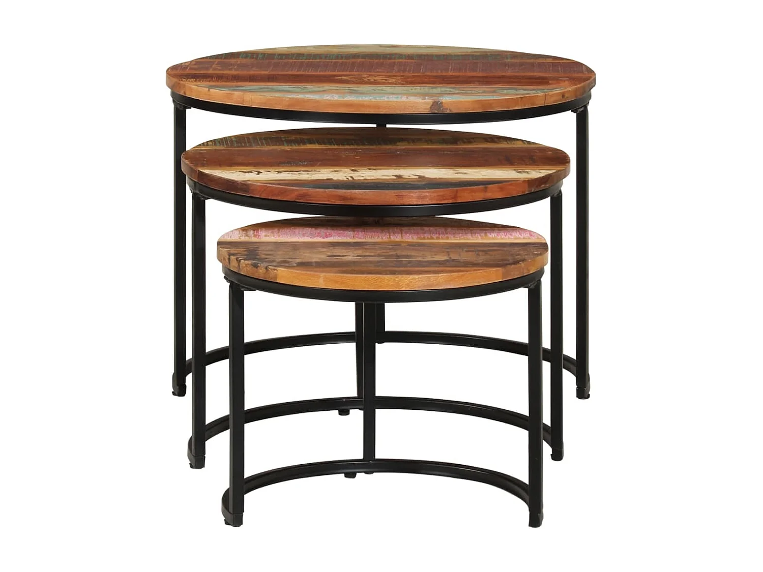 3-delige Tafeltjesset | Woonkamertafel | Koffietafel massief gerecycled hout