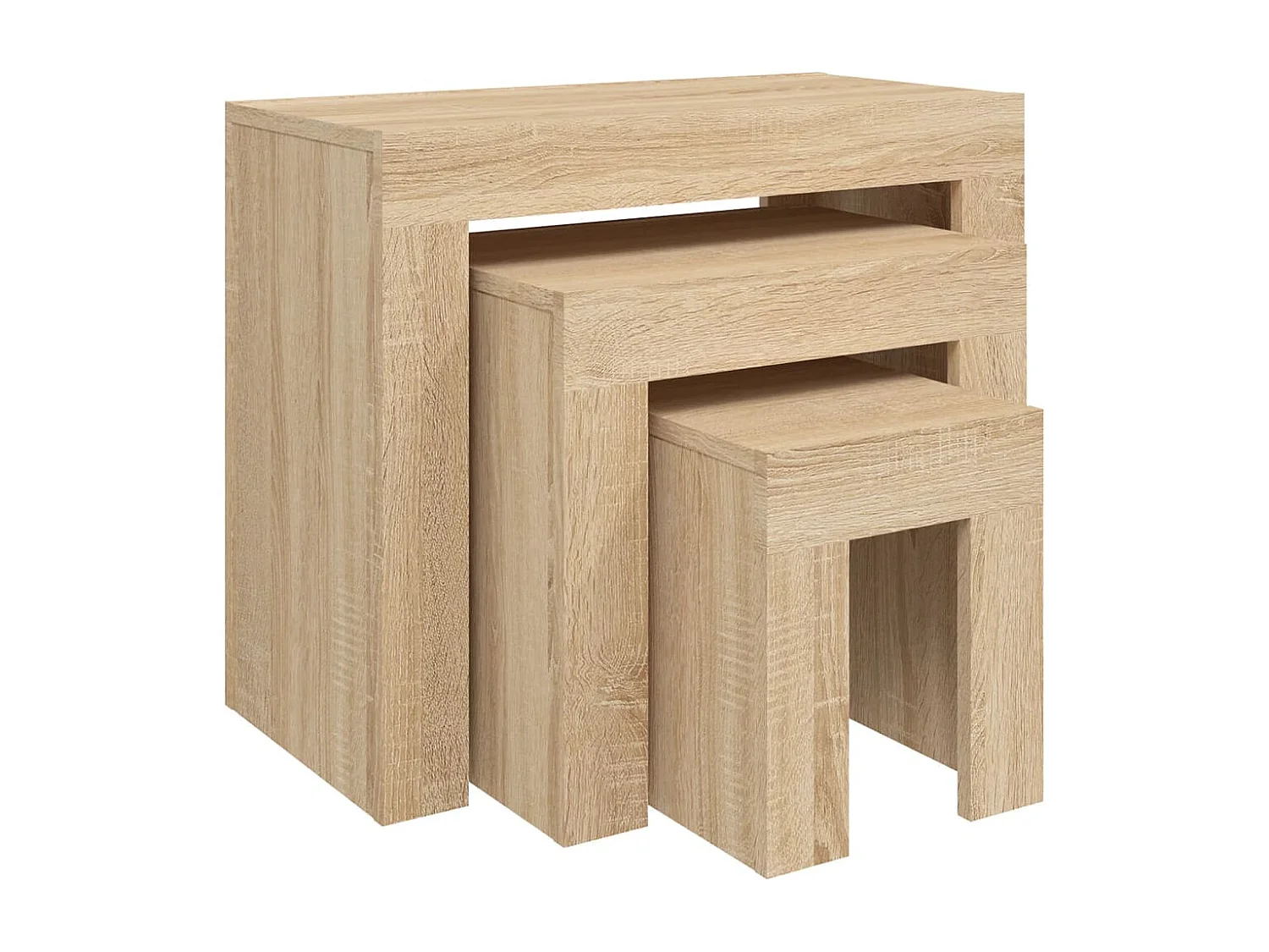 3-delige Tafeltjesset | Woonkamertafel | Koffietafel bewerkt hout sonoma eikenkleurig