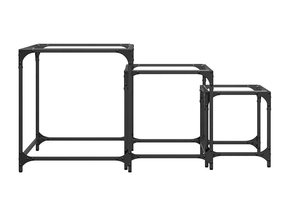 3-delige Tafeltjesset | Woonkamertafel | Koffietafel met transparant glazen blad staal