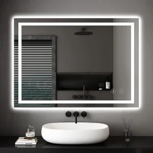 60x80cm LED badkamerspiegel, 30W, anticondens, 3 kleuren, dimbaar, aanraakschakelaar, explosieveilig, geheugenfunctie, IP44 waterdicht 60x80cm LED badkamerspiegel, 30W, anticondens, 3 kleuren, dimbaar, aanraakschakelaar, explosieveilig, geheugenfunctie, IP44 waterdicht