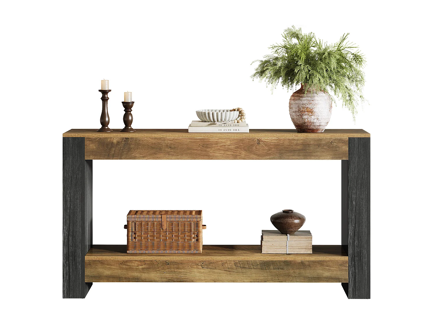 160 cm lange consoletafel voor de hal, rustieke houten haltafel voor de woonkamer
