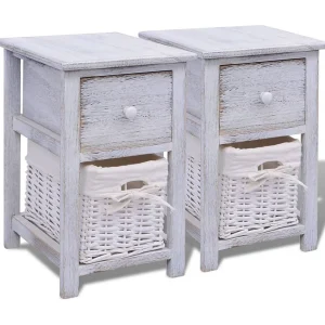 Anwar  Nachtkastjes 2 st hout wit