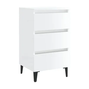 Artan Nachtkastje met metalen poten 40x35x69 cm hoogglans wit Artan Nachtkastje met metalen poten 40x35x69 cm hoogglans wit