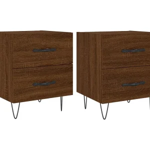 Alameda Nachtkastjes 2 st 40x35x47,5 cm bewerkt hout bruin eikenkleur Alameda Nachtkastjes 2 st 40x35x47,5 cm bewerkt hout bruin eikenkleur