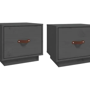 Ballston Lake  Nachtkastjes 2 st 40x34x35 cm massief grenenhout grijs