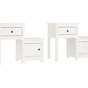 Bailey  Nachtkastjes 2 st 79,5x38x65,5 cm massief grenenhout wit