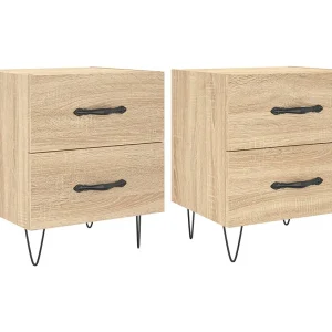 Alameda Nachtkastjes 2 st 40x35x47,5 cm bewerkt hout sonoma eikenkleur Alameda Nachtkastjes 2 st 40x35x47,5 cm bewerkt hout sonoma eikenkleur