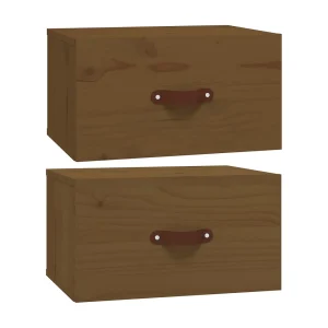 Ahmed Nachtkastjes 2 st wandgemonteerd 40×29,5×22 cm honingbruin Ahmed Nachtkastjes 2 st wandgemonteerd 40×29,5×22 cm honingbruin