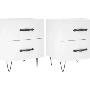 Alameda Nachtkastjes 2 st 40x35x47,5 cm bewerkt hout wit Alameda Nachtkastjes 2 st 40x35x47,5 cm bewerkt hout wit