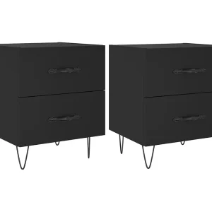 Alameda Nachtkastjes 2 st 40x35x47,5 cm bewerkt hout zwart Alameda Nachtkastjes 2 st 40x35x47,5 cm bewerkt hout zwart
