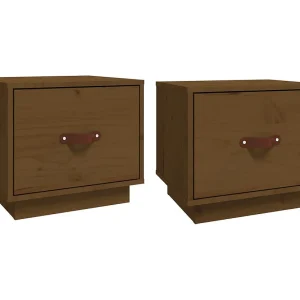 Ballston Lake  Nachtkastjes 2 st 40x34x55 cm massief grenenhout honingbruin