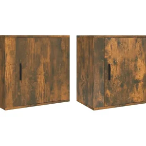 Almond Nachtkastjes 2 st wandgemonteerd 50x30x47 cm gerookt eikenkleur Almond Nachtkastjes 2 st wandgemonteerd 50x30x47 cm gerookt eikenkleur