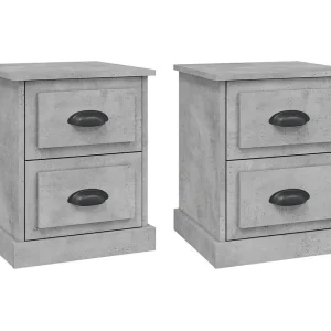 Arras Nachtkastjes 2 st 39x39x47,5 cm bewerkt hout betongrijs Arras Nachtkastjes 2 st 39x39x47,5 cm bewerkt hout betongrijs