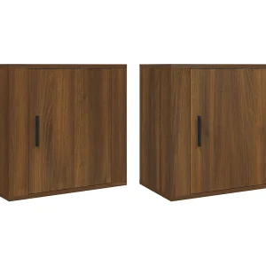 Almond Nachtkastjes 2 st wandgemonteerd 50x30x47 cm bruin eikenkleur Almond Nachtkastjes 2 st wandgemonteerd 50x30x47 cm bruin eikenkleur