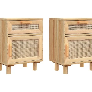 Adrian Nachtkastjes 2 st massief grenenhout en natuurlijk rattan bruin Adrian Nachtkastjes 2 st massief grenenhout en natuurlijk rattan bruin