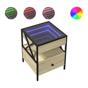 Amber Mae Nachtkastje met LED 40x40x51 cm sonoma eikenkleurig Amber Mae Nachtkastje met LED 40x40x51 cm sonoma eikenkleurig