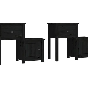 Bailey  Nachtkastjes 2 st 79,5x38x65,5 cm massief grenenhout zwart