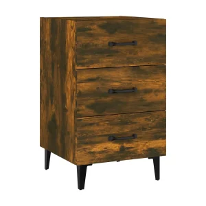 Åsgeir  Nachtkastje 40x40x66 cm bewerkt hout gerookt eikenkleurig