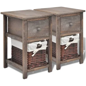 Anwar  Nachtkastjes 2 st hout bruin