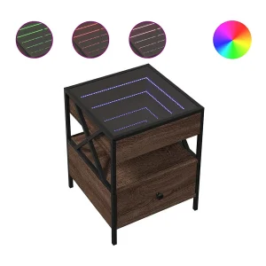 Amber Mae Nachtkastje met LED 40x40x51 cm bruin eikenkleurig Amber Mae Nachtkastje met LED 40x40x51 cm bruin eikenkleurig