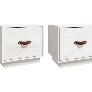 Ballston Lake  Nachtkastjes 2 st 40x34x35 cm massief grenenhout wit