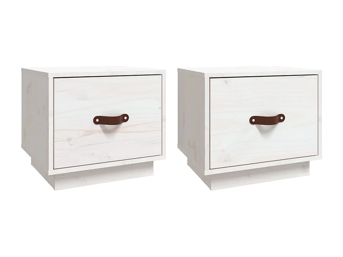 Ballston Lake Nachtkastjes 2 st 40x34x35 cm massief grenenhout wit