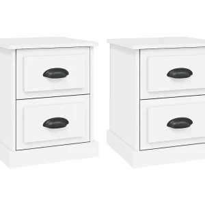 Arras Nachtkastjes 2 st 39x39x47,5 cm bewerkt hout wit Arras Nachtkastjes 2 st 39x39x47,5 cm bewerkt hout wit