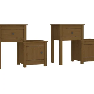 Bailey  Nachtkastjes 2 st 79,5x38x65,5 cm grenenhout honingbruin
