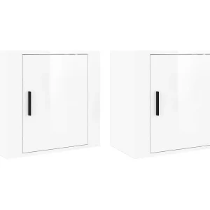 Almond Nachtkastjes 2 st wandgemonteerd 50x30x47 cm hoogglans wit Almond Nachtkastjes 2 st wandgemonteerd 50x30x47 cm hoogglans wit