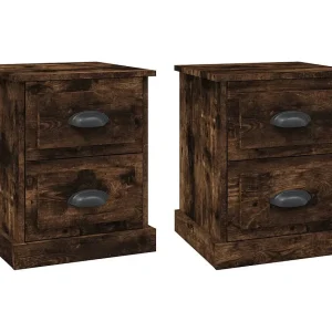 Arras Nachtkastjes 2 st 39x39x47,5 cm bewerkt hout gerookt eikenkleur Arras Nachtkastjes 2 st 39x39x47,5 cm bewerkt hout gerookt eikenkleur