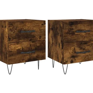 Alameda Nachtkastjes 2 st 40x35x47,5 cm bewerkt hout gerookt eikenkleur Alameda Nachtkastjes 2 st 40x35x47,5 cm bewerkt hout gerookt eikenkleur