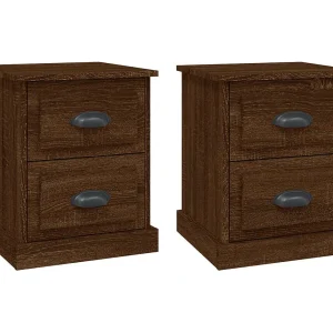 Arras Nachtkastjes 2 st 39x39x47,5 cm bewerkt hout bruin eikenkleur Arras Nachtkastjes 2 st 39x39x47,5 cm bewerkt hout bruin eikenkleur