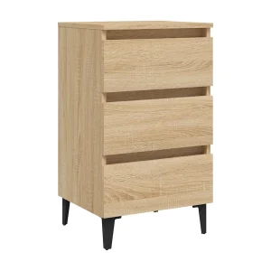 Artan Nachtkastje met metalen poten 40x35x69 cm sonoma eikenkleurig Artan Nachtkastje met metalen poten 40x35x69 cm sonoma eikenkleurig