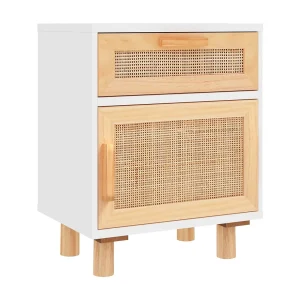 Adrian Nachtkastje massief grenenhout en natuurlijk rattan wit Adrian Nachtkastje massief grenenhout en natuurlijk rattan wit