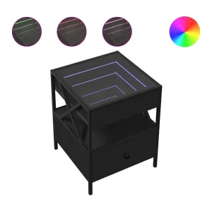 Amber Mae Nachtkastje met LED 40x40x51 cm zwart Amber Mae Nachtkastje met LED 40x40x51 cm zwart