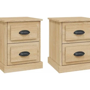 Arras Nachtkastjes 2 st 39x39x47,5 cm bewerkt hout sonoma eikenkleur Arras Nachtkastjes 2 st 39x39x47,5 cm bewerkt hout sonoma eikenkleur