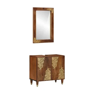 Badkamermeubelset 2 pcs Bruin 62 x 33 x 58 cm Massief mangohout
