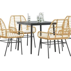 5-delige Tuinset met kussens poly rattan glas bruin 5-delige Tuinset met kussens poly rattan glas bruin