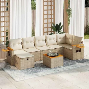 8-delige Loungeset met kussens poly rattan beige 8-delige Loungeset met kussens poly rattan beige