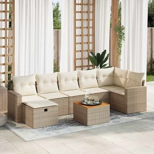 8-delige Loungeset met kussens poly rattan beige 8-delige Loungeset met kussens poly rattan beige