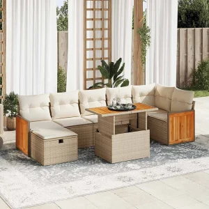 5-delige Loungeset met kussens poly rattan beige 5-delige Loungeset met kussens poly rattan beige