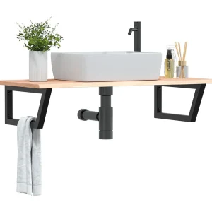 Badkamer wandschap staal en massief eikenhout Badkamer wandschap staal en massief eikenhout