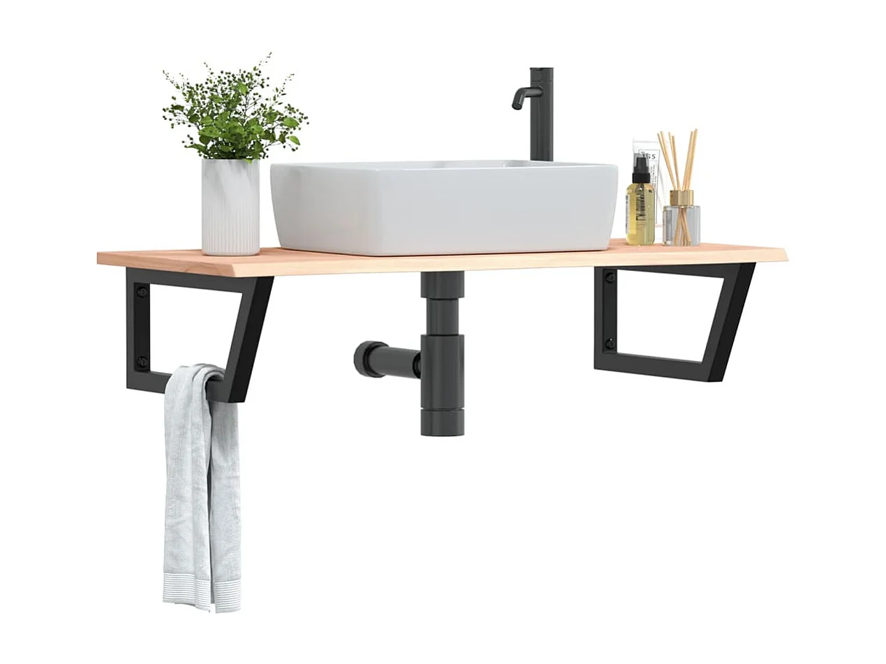 Badkamer wandschap staal en massief eikenhout