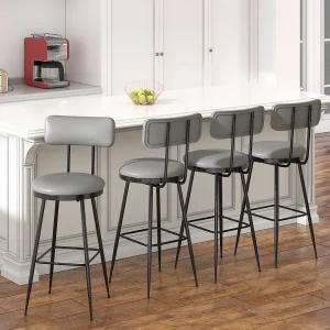 4 grijze barkrukken met rugleuning, industriële stijl, zithoogte 65 cm 4 grijze barkrukken met rugleuning, industriële stijl, zithoogte 65 cm