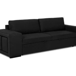 Slaapbank 3 zitplaatsen Zwart chaise longue omkeerbaar rechts/linksche met 2 poefs (248 x 117 x 90 cm) – AVERY Slaapbank 3 zitplaatsen Zwart chaise longue omkeerbaar rechts/linksche met 2 poefs (248 x 117 x 90 cm) – AVERY