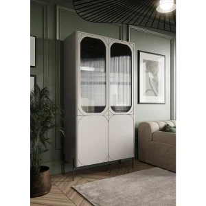 2-deurs vitrine met metaal kasjmier bont 104×200 cm 2-deurs vitrine met metaal kasjmier bont 104×200 cm