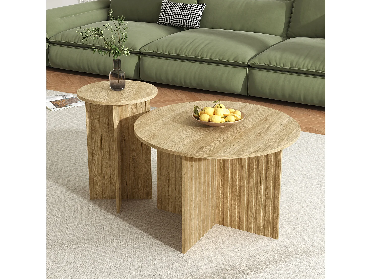 2-delige moderne houten tafelset – stevige constructie – MDF + spaanplaat – licht natuurlijk