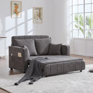 2-zitsbank met 4 kussens – Relaxbank met bekerhouder en zijzakken – grijs chenille 2-zitsbank met 4 kussens – Relaxbank met bekerhouder en zijzakken – grijs chenille